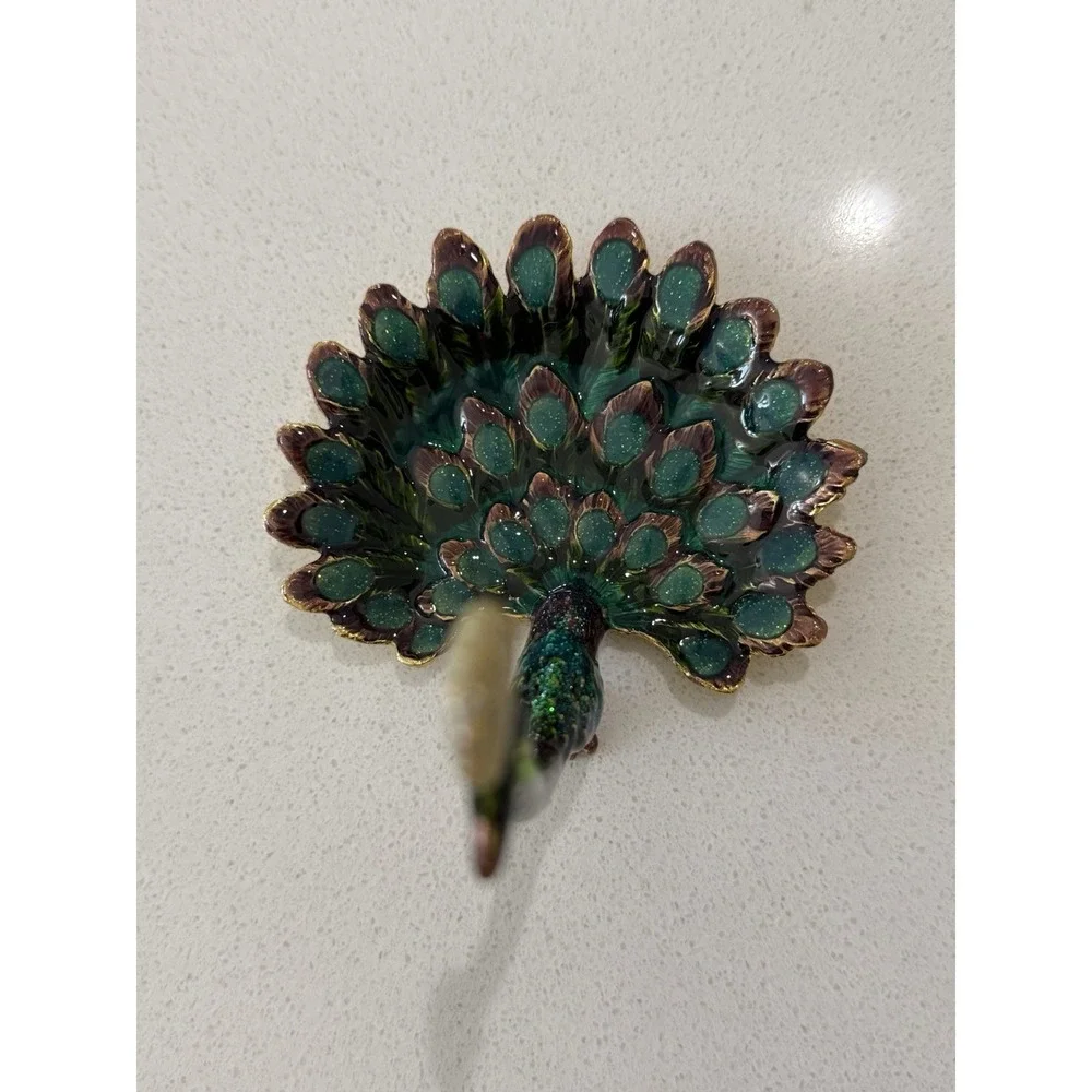 Home X Peacock Trinket Jewelry Ring Holder Multicolor Enameled‎
